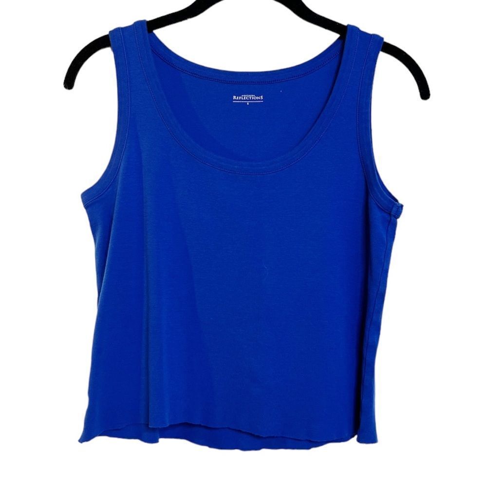 Northern Reflections Raw Edge Handmade Crop Top Royal Blue Size Small